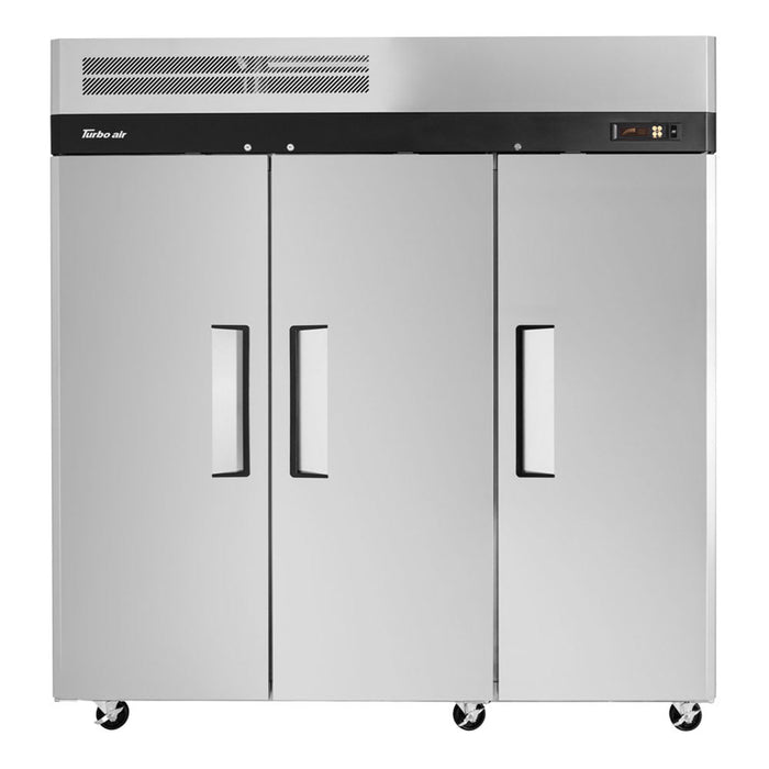 Turbo Air M3R72-3-N 77 3/4" Three Section Reach In Refrigerator, (3) Left/Right Hinge Solid Doors, 115v