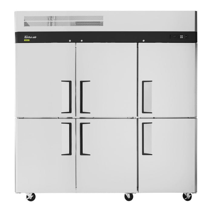 Turbo Air M3R72-6-N 77 3/4" Three Section Reach In Refrigerator, (6) Left/Right Hinge Solid Doors, 115v