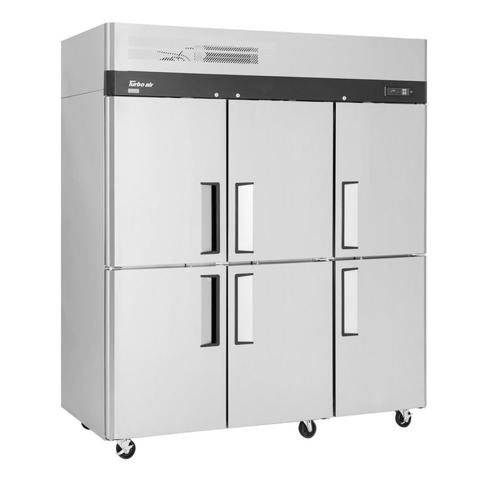 Turbo Air M3R72-6-N 77 3/4" Three Section Reach In Refrigerator, (6) Left/Right Hinge Solid Doors, 115v