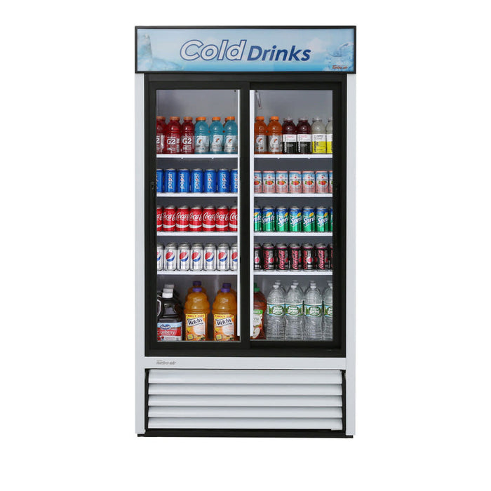 Turbo Air TGM-35R-N 41" TGM Series Two Section Glass Door Merchandiser - (2) Sliding Doors, White, 115v