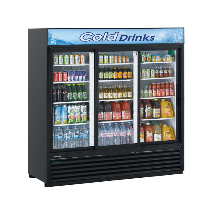 Turbo Air TGM-69R-N 78" TGM Series Three Section Glass Door Merchandiser - (3) Sliding Doors, 115v