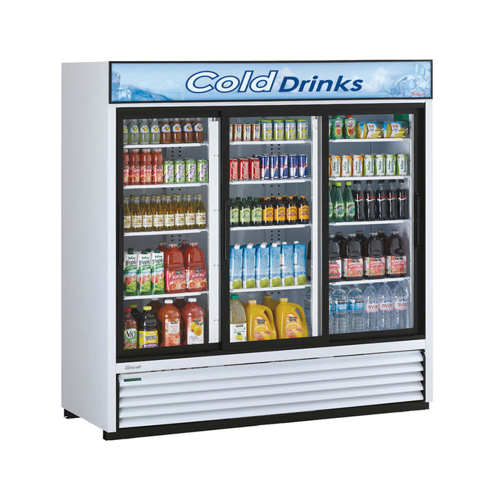 Turbo Air TGM-69R-N 78" TGM Series Three Section Glass Door Merchandiser - (3) Sliding Doors, 115v
