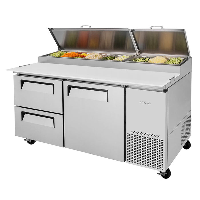 Turbo Air TPR-67SD-D2-N 67" Super Deluxe Pizza Prep Table w/ Refrigerated Base, 115v