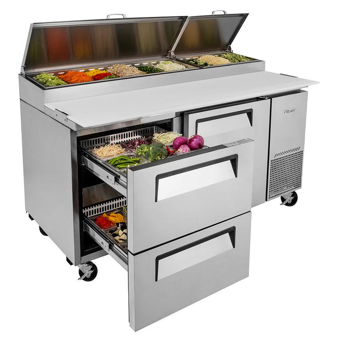 Turbo Air TPR-67SD-D2-N 67" Super Deluxe Pizza Prep Table w/ Refrigerated Base, 115v