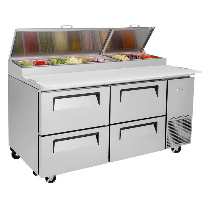 Turbo Air TPR-67SD-D4-N 67" Super Deluxe Pizza Prep Table w/ Refrigerated Base, 115v