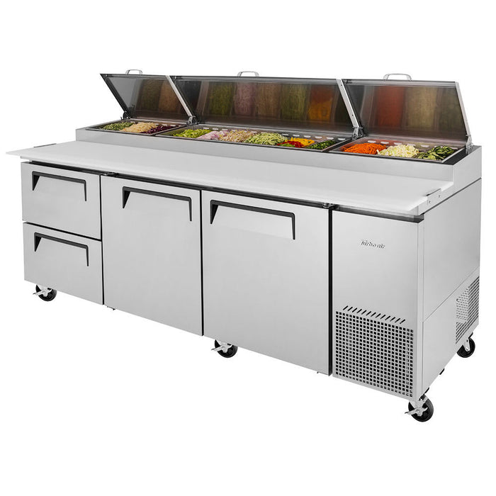 Turbo Air TPR-93SD-D2-N 93" Super Deluxe Pizza Prep Table w/ Refrigerated Base, 115v