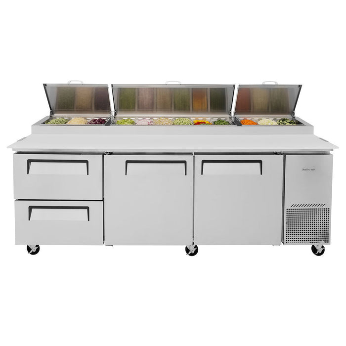 Turbo Air TPR-93SD-D2-N 93" Super Deluxe Pizza Prep Table w/ Refrigerated Base, 115v