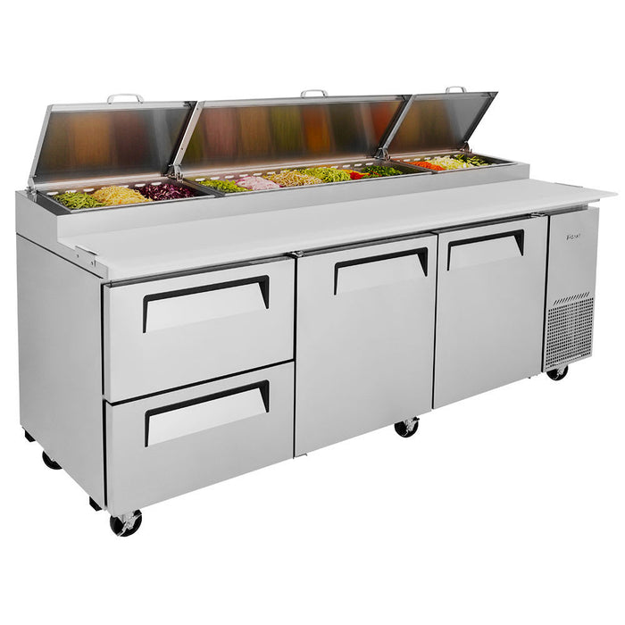 Turbo Air TPR-93SD-D2-N 93" Super Deluxe Pizza Prep Table w/ Refrigerated Base, 115v