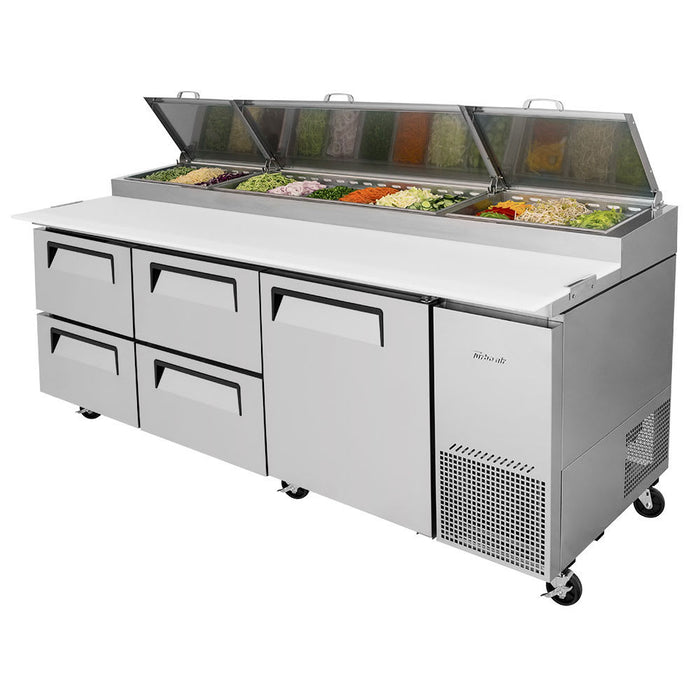 Turbo Air TPR-93SD-D4-N 93" Super Deluxe Pizza Prep Table w/ Refrigerated Base, 115v