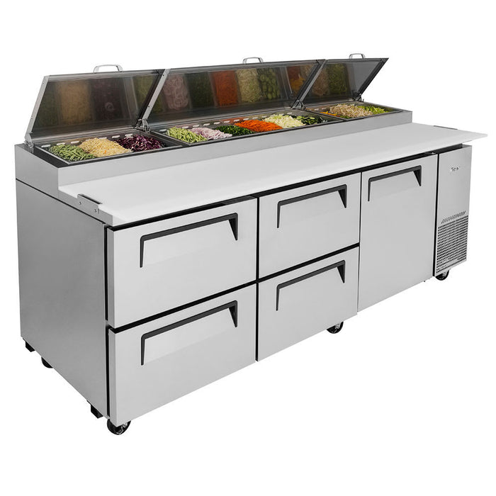 Turbo Air TPR-93SD-D4-N 93" Super Deluxe Pizza Prep Table w/ Refrigerated Base, 115v