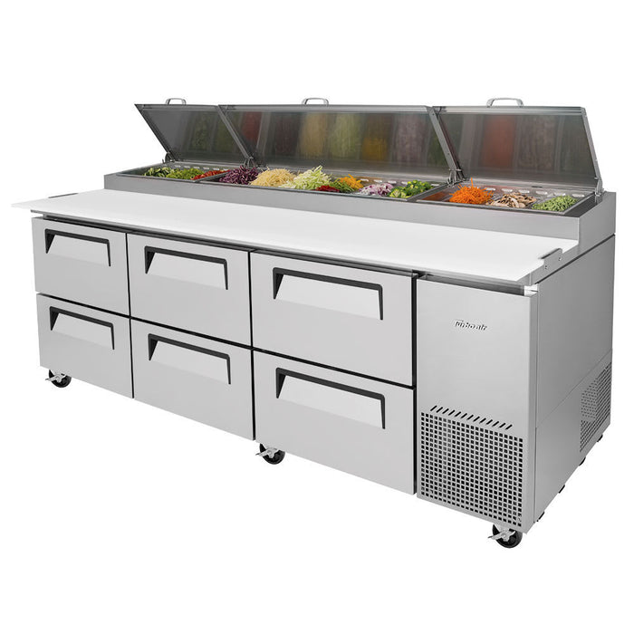 Turbo Air TPR-93SD-D6-N 93" Super Deluxe Pizza Prep Table w/ Refrigerated Base, 115v