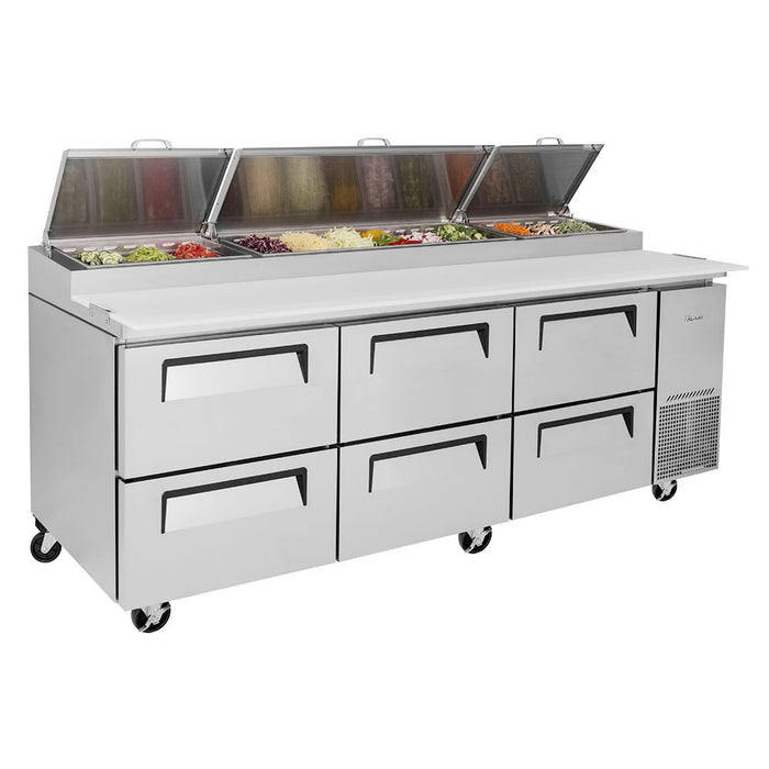 Turbo Air TPR-93SD-D6-N 93" Super Deluxe Pizza Prep Table w/ Refrigerated Base, 115v