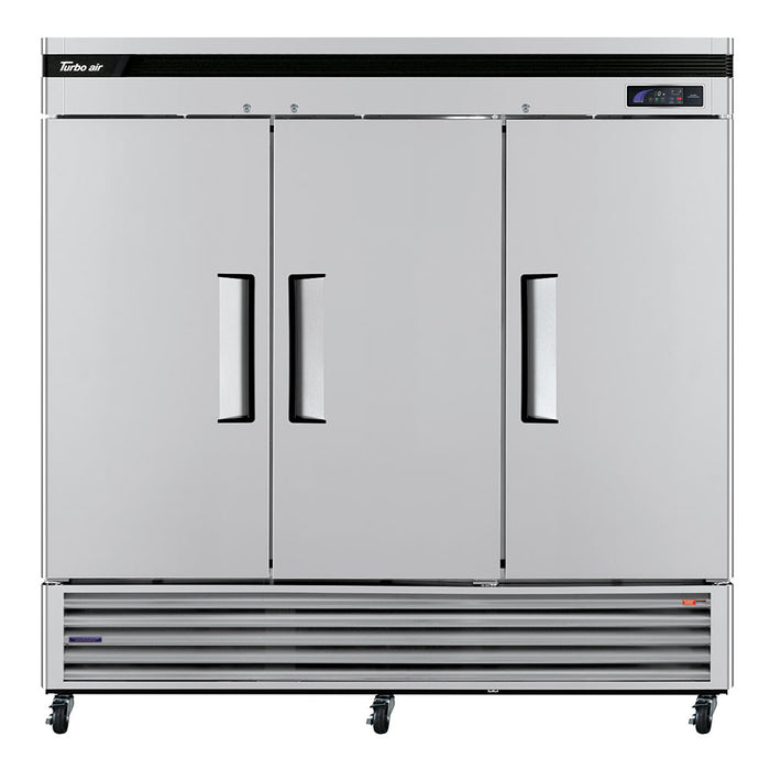Turbo Air TSF-72SD-N 81 7/8" Super Deluxe Three Section Reach In Freezer, (3) Left/Right Hinge Solid Doors, 115v