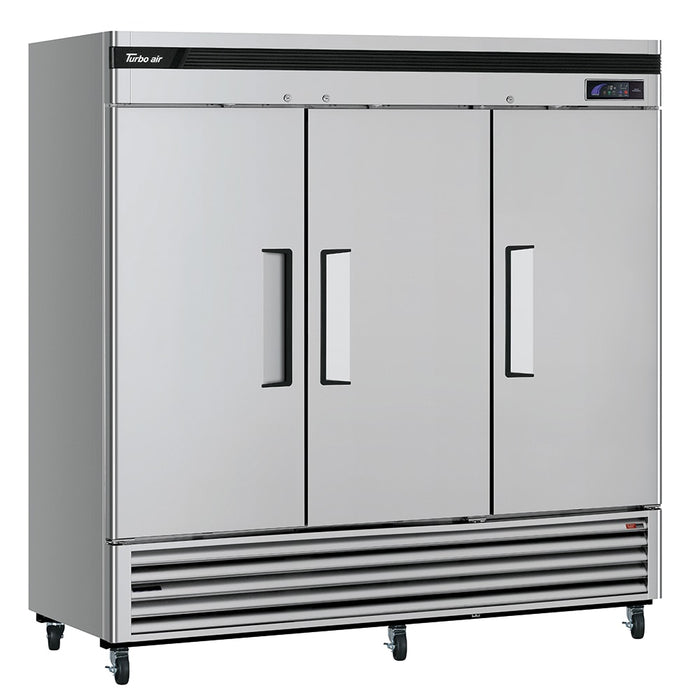 Turbo Air TSF-72SD-N 81 7/8" Super Deluxe Three Section Reach In Freezer, (3) Left/Right Hinge Solid Doors, 115v