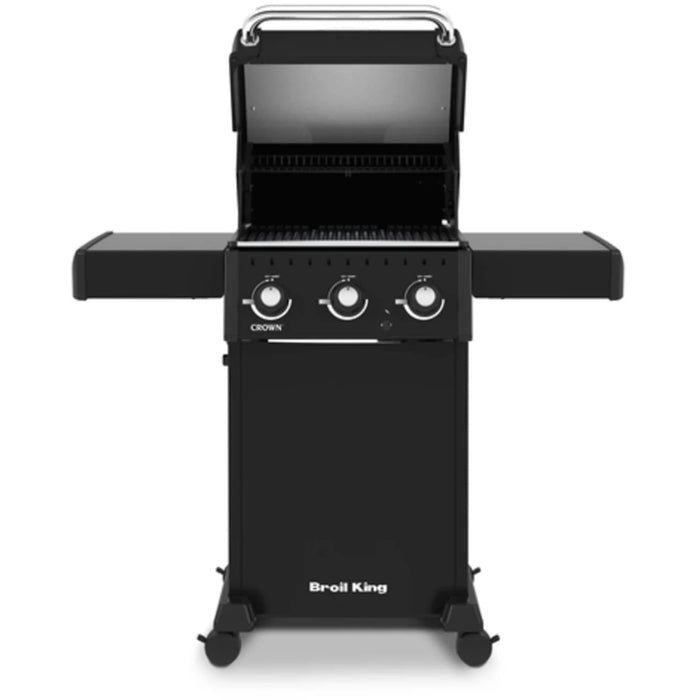 Broil King Crown 24 Inch Natural Gas Grill with 460 Square Inches of Cooking Space, 3 Burners, Cast Iron Cooking Grids, Dual Tube Burners, Shelves, and Cook Box Included