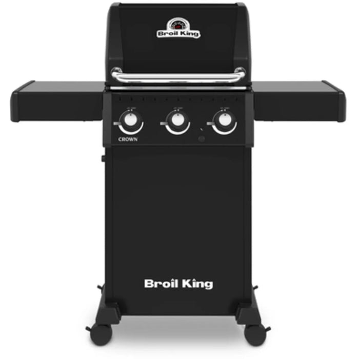 Broil King Crown 24 Inch Natural Gas Grill with 460 Square Inches of Cooking Space, 3 Burners, Cast Iron Cooking Grids, Dual Tube Burners, Shelves, and Cook Box Included