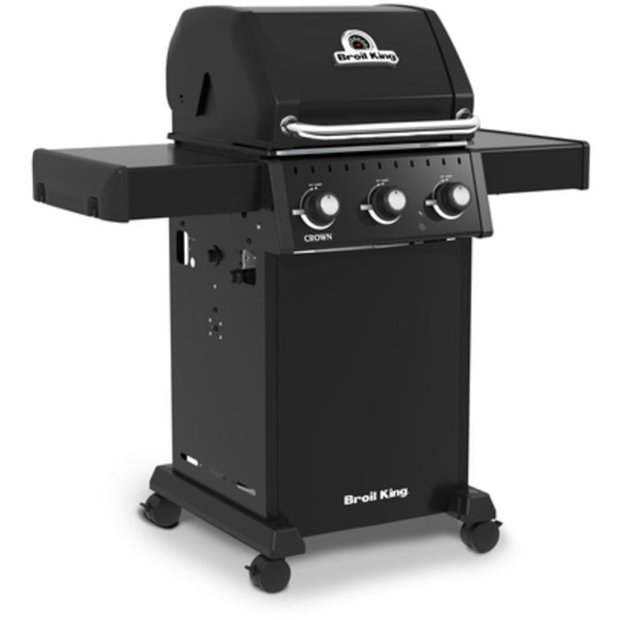 Broil King Crown 24 Inch Natural Gas Grill with 460 Square Inches of Cooking Space, 3 Burners, Cast Iron Cooking Grids, Dual Tube Burners, Shelves, and Cook Box Included