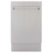 ZLINE 18 in. Tallac Series 3rd Rack Top Control Built-In Dishwasher in Stainless Steel and Traditional Handle, 51dBa (DWV-304-18) front, closed.