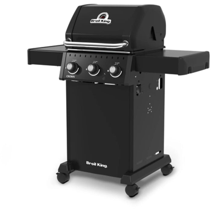 Broil King Crown 24 Inch Natural Gas Grill with 460 Square Inches of Cooking Space, 3 Burners, Cast Iron Cooking Grids, Dual Tube Burners, Shelves, and Cook Box Included