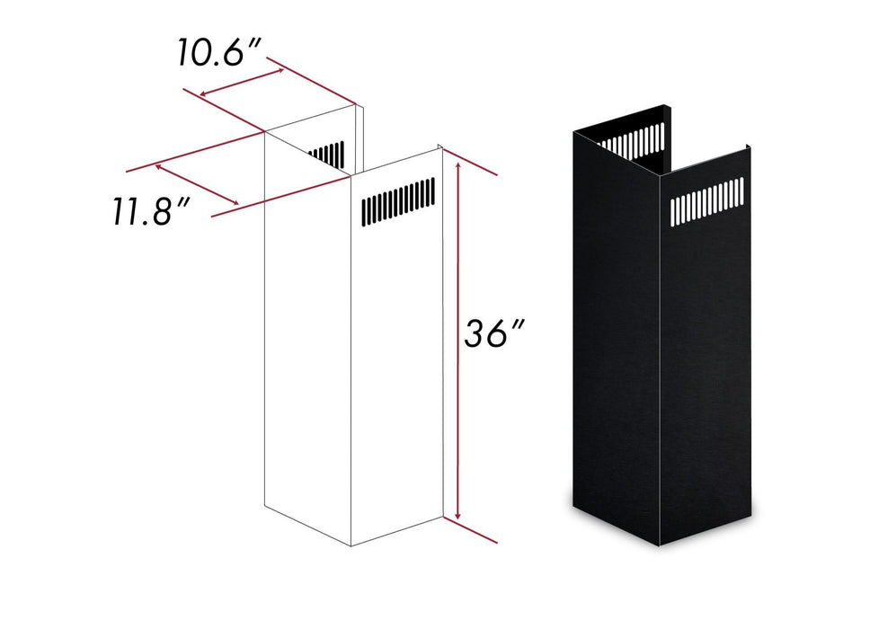 ZLINE 1-36" Chimney Extension for 9 ft. to 10 ft. Ceilings (1PCEXT-BSKEN)