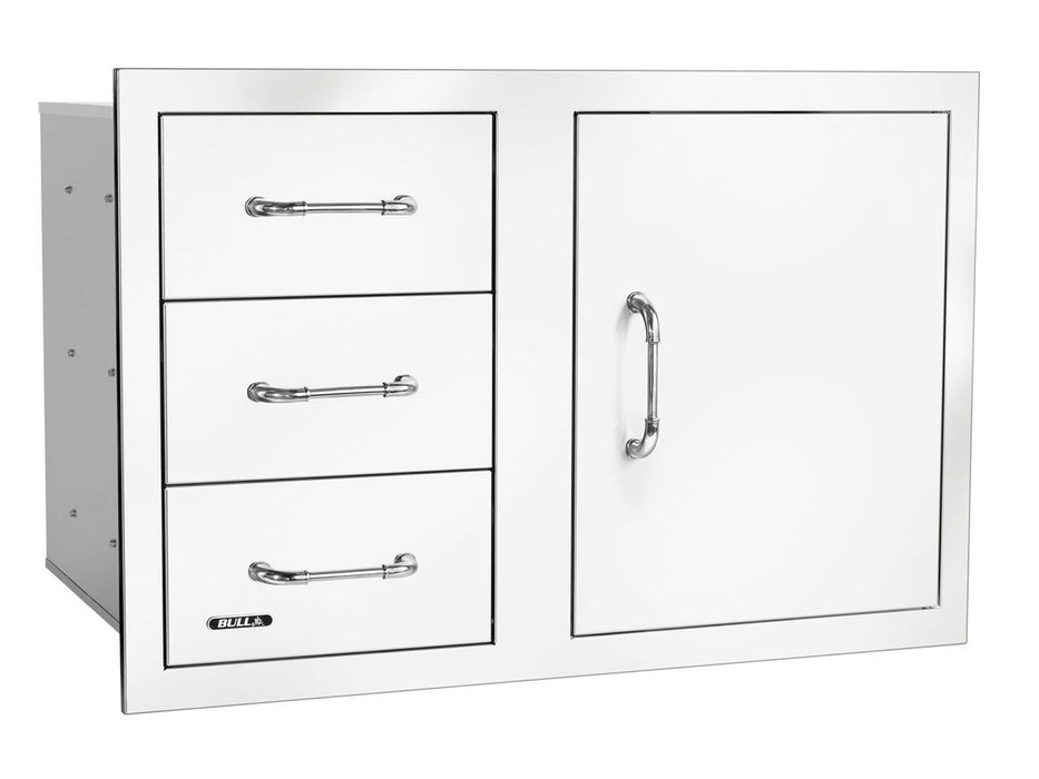 Bull 30-Inch Stainless Steel 3 Drawer Door Combo with Reveal