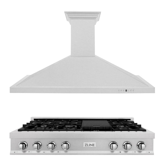 ZLINE Kitchen Package with 48 in. DuraSnow Stainless Steel Rangetop and 48 in. Convertible Range Hood (2KP-RTSRH48)