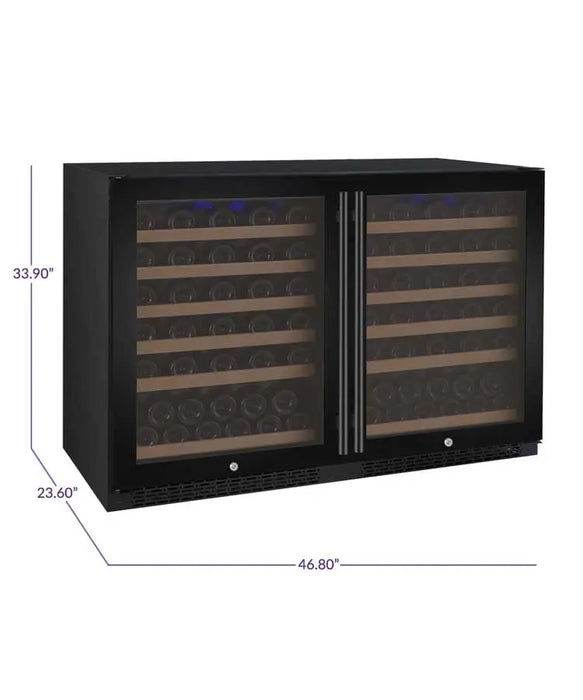 Allavino 47" Wide FlexCount II Tru-Vino 112 Bottle Dual Zone Black Side-by-Side Wine Refrigerator