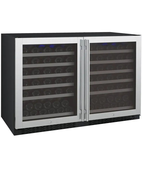 Allavino 47" Wide FlexCount II Tru-Vino 112 Bottle Dual-Zone Stainless Steel Side-by-Side Wine Refrigerator