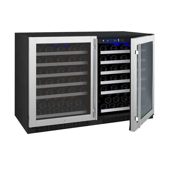 Allavino 47" Wide FlexCount II Tru-Vino 112 Bottle Dual-Zone Stainless Steel Side-by-Side Wine Refrigerator