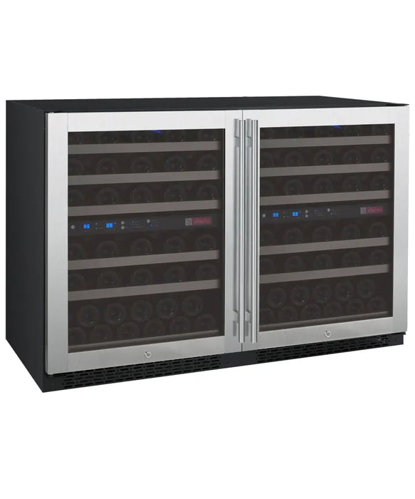 Allavino 47" Wide FlexCount II Tru-Vino 112 Bottle Four Zone Stainless Steel Side-by-Side Wine Refrigerator