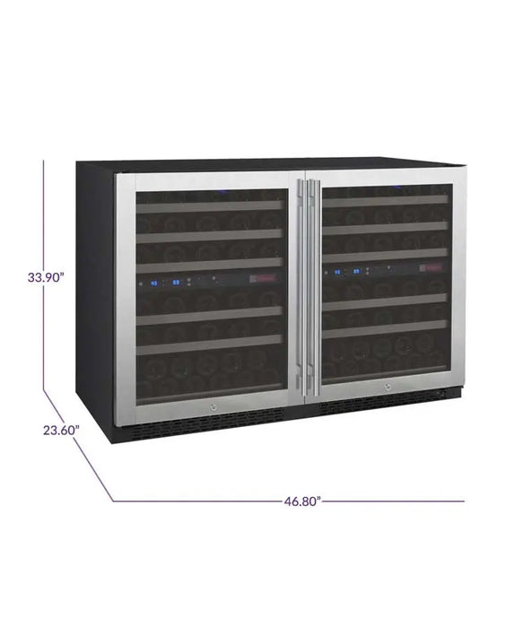 Allavino 47" Wide FlexCount II Tru-Vino 112 Bottle Four Zone Stainless Steel Side-by-Side Wine Refrigerator