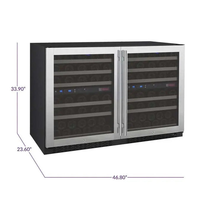 Allavino FlexCount II Tru-Vino 4-Zone Wine Refrigerator, 47-Inch, Stainless Steel, 112-Bottle Capacity