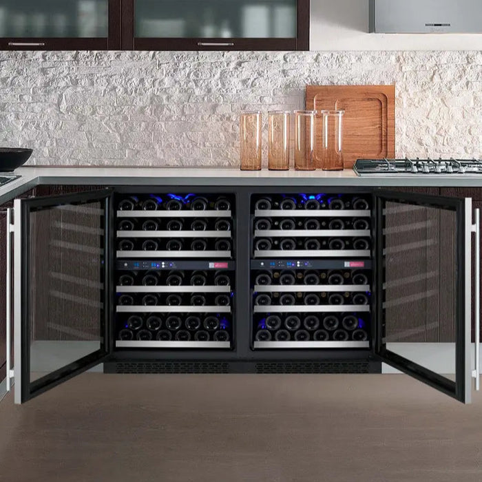 Allavino FlexCount II Tru-Vino 4-Zone Wine Refrigerator, 47-Inch, Stainless Steel, 112-Bottle Capacity