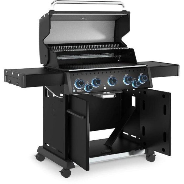 Broil King Baron 500 Pro Shadow 5 Burner Propane Grill w/ Side Burner & Rotisserie Kit - Black - 675144