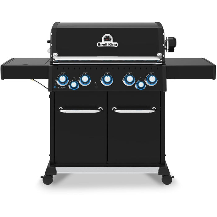 Broil King Baron 500 Pro Shadow 5 Burner Natural Gas Grill w/ Side Burner & Rotisserie Kit - Black - 675147