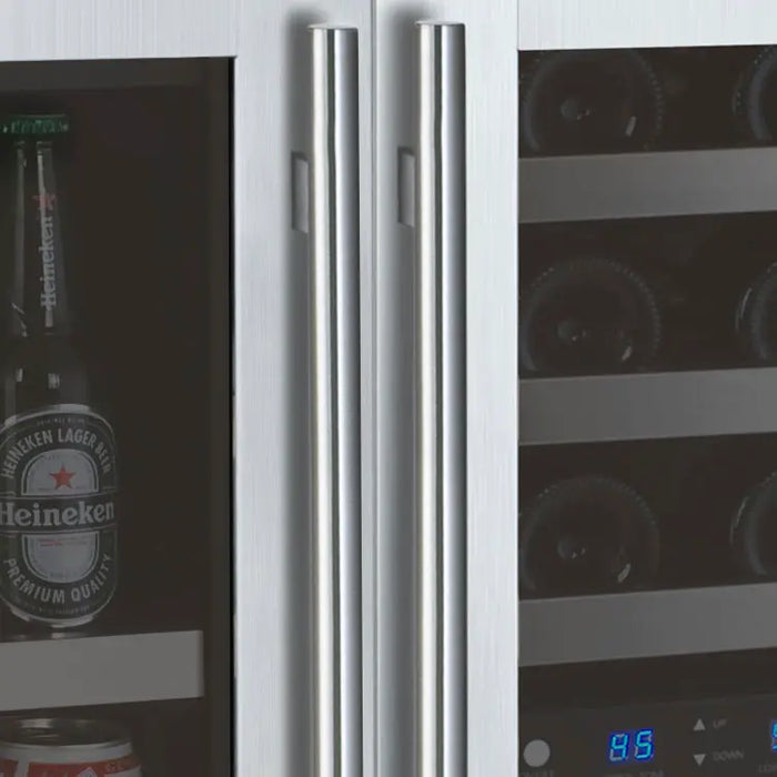 Allavino 30" Wide FlexCount II Tru-Vino 30 Bottle/88 Can Dual Zone Stainless Steel Side-by-Side Wine Refrigerator/Beverage Center