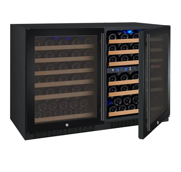 Allavino 47" Wide FlexCount II Tru-Vino 112 Bottle Three Zone Black Side-by-Side Wine Refrigerator