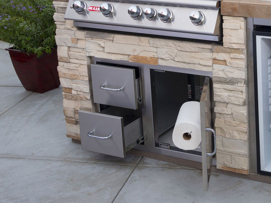 Bull 38-Stainless Steel Reversible Access Door & Double Drawer Combo with Reveal