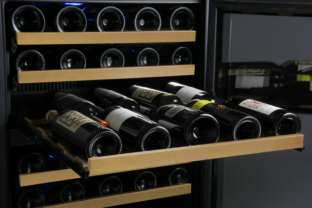 Allavino 47" Wide FlexCount II Tru-Vino 112 Bottle Dual Zone Black Side-by-Side Wine Refrigerator