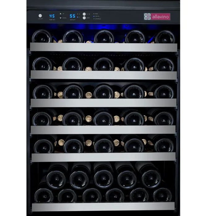 Allavino 47" Wide FlexCount II Tru-Vino 112 Bottle Dual-Zone Stainless Steel Side-by-Side Wine Refrigerator