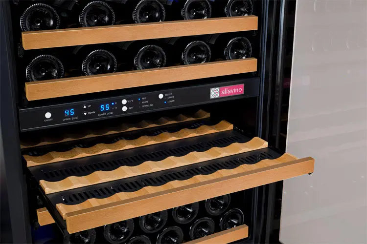 Allavino 47" Wide FlexCount II Tru-Vino 112 Bottle Three Zone Black Side-by-Side Wine Refrigerator