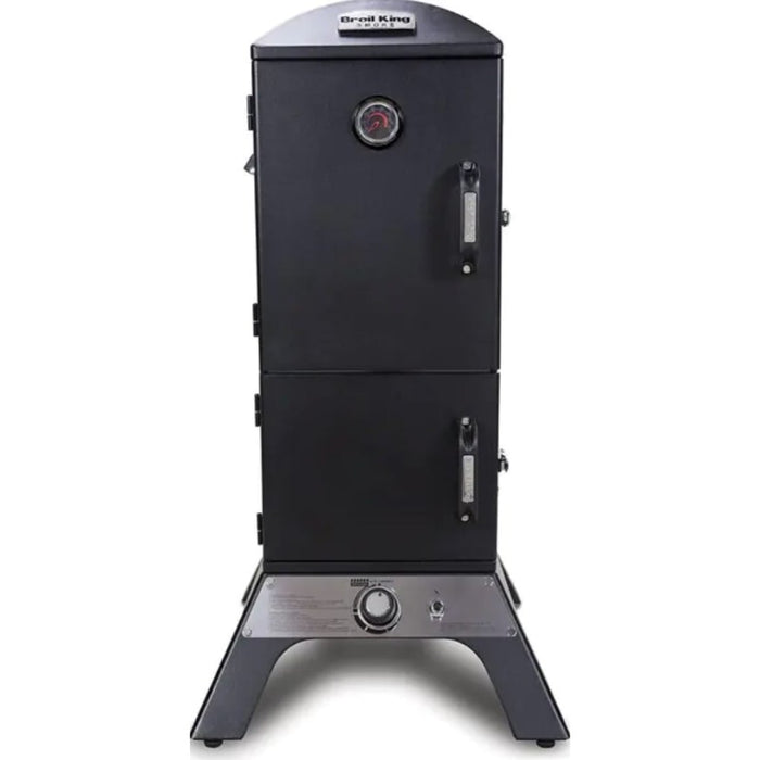 Broil King 28 Inch Vertical Natural Gas Smoker with 770 Sq. Inch. Total Cooking Space, 4 Adjustable Cooking Grids, Sure-Lite™ Electronic Ignition System, Roto-Draft™, 16 Meat Hooks, 4 Tool Hooks, Bottle Opener