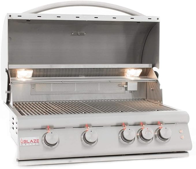 Blaze Premium LTE 32-Inch 4-Burner Built-In Natural Gas Grill With Rear Infrared Burner & Grill Lights