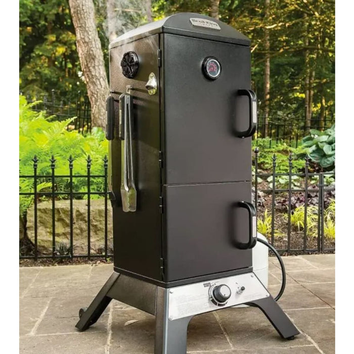 Broil King 28 Inch Vertical Natural Gas Smoker with 770 Sq. Inch. Total Cooking Space, 4 Adjustable Cooking Grids, Sure-Lite™ Electronic Ignition System, Roto-Draft™, 16 Meat Hooks, 4 Tool Hooks, Bottle Opener