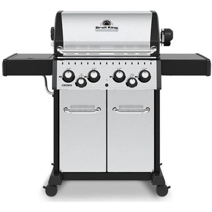 Broil King Crown 57 Inch Freestanding Grill with 660 sq. in. Cooking Surface, 4 Stainless Steel Dual Tube™ Burner, Control Knobs, Electronic Ignition, and Side Shelves: Liquid Propane