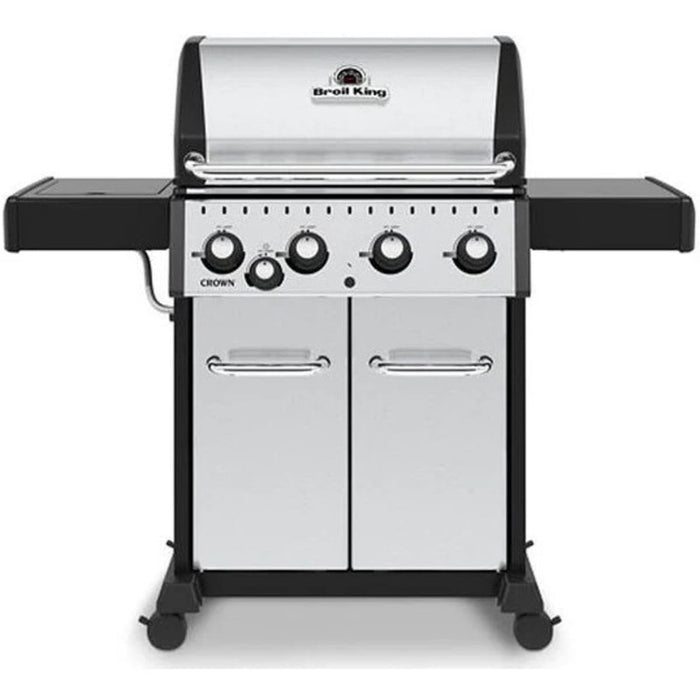 Broil King Crown 57 Inch Freestanding Grill with 660 sq. in. Cooking Surface, 4 Stainless Steel Dual Tube™ Burner, Control Knobs, Electronic Ignition, and Side Burner: Natural Gas