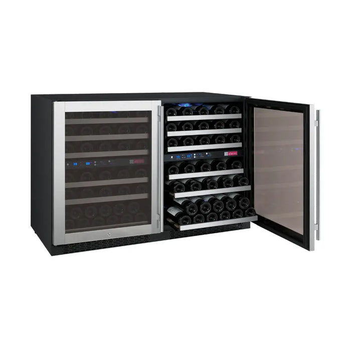 Allavino 47" Wide FlexCount II Tru-Vino 112 Bottle Four Zone Stainless Steel Side-by-Side Wine Refrigerator