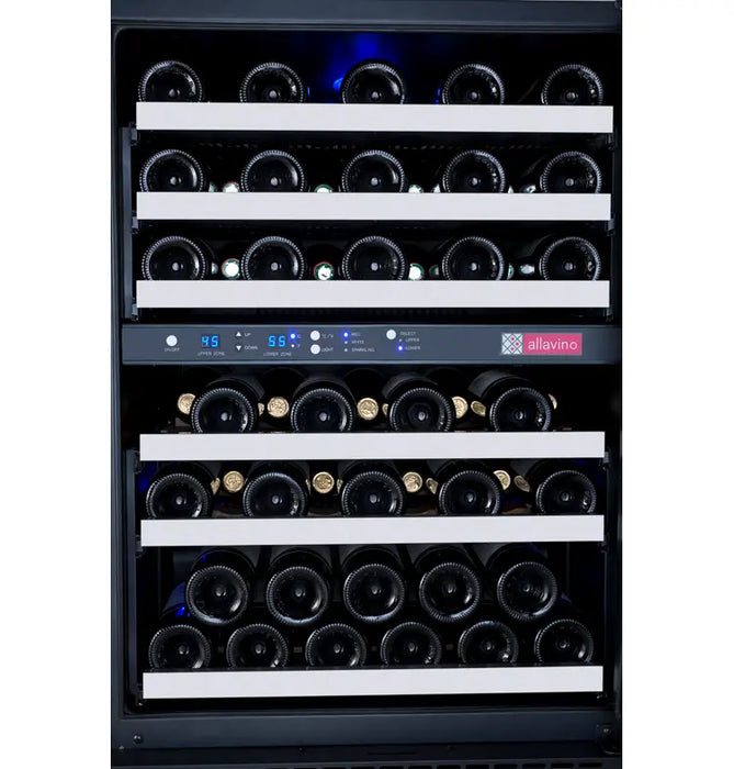 Allavino 47" Wide FlexCount II Tru-Vino 112 Bottle Four Zone Stainless Steel Side-by-Side Wine Refrigerator