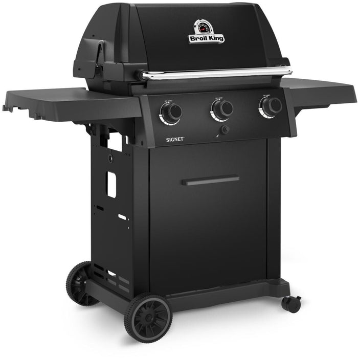 Broil King Signet 57 Inch Natural Gas 3 Burner Grill with 635 Sq Inch Cooking Capacity, Flav R Wave Cooking System, Drop Down Side Shelves and a Cook Box Included