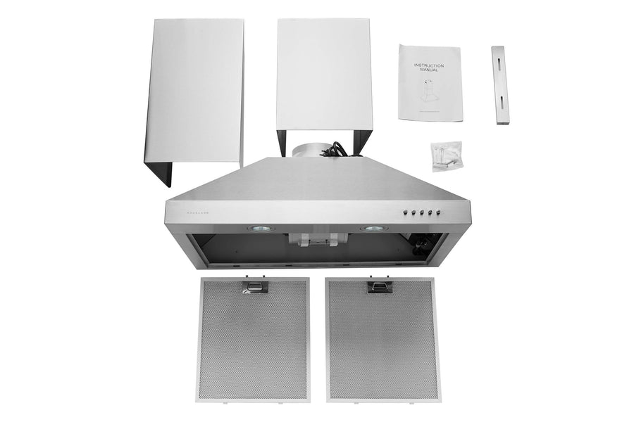 Hauslane | 30 Inch Wall Mount Range Hood with Aluminum Mesh Filters (WM-530-30B)